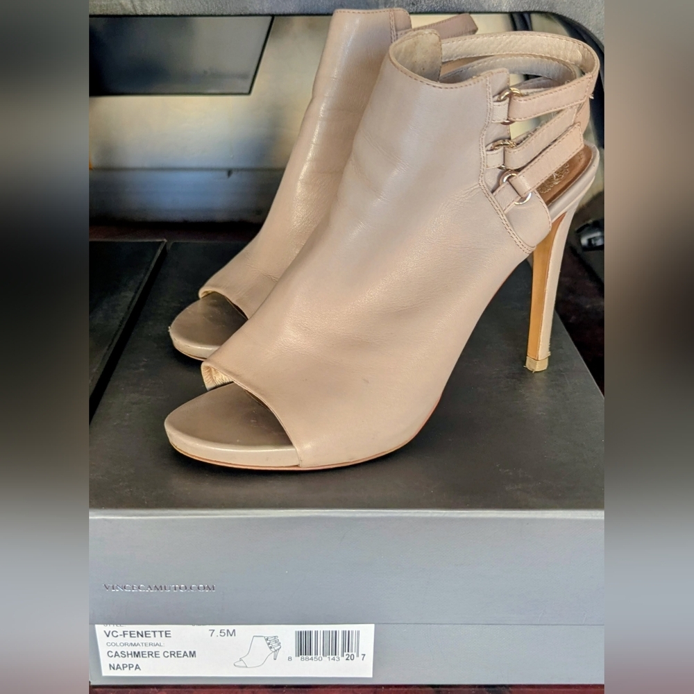 Vince Camuto Cashmere Cream Peep-Toe Heels